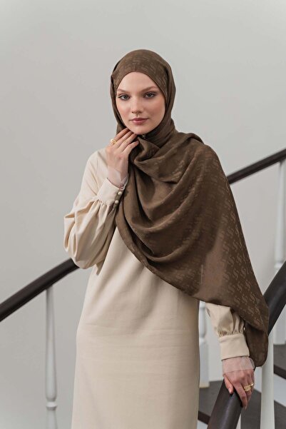 Aida Scarfs Coffee Floş Viscose Jacquard Shawl
