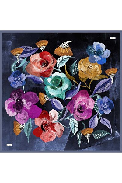 Levidor Blue Mixed Floral Pattern Sura Silk Scarf