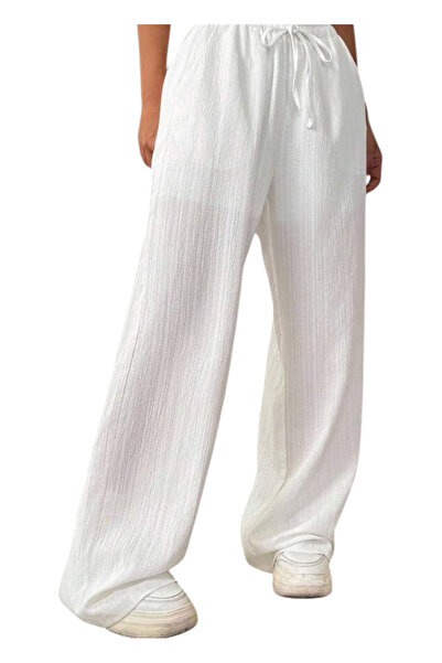 OEM Pantaloni casual pentru femei, plisati, albi, marimea M