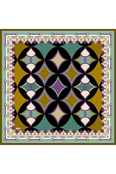 Levidor Mustard Edges Lvd Printed Twill Silk Scarf