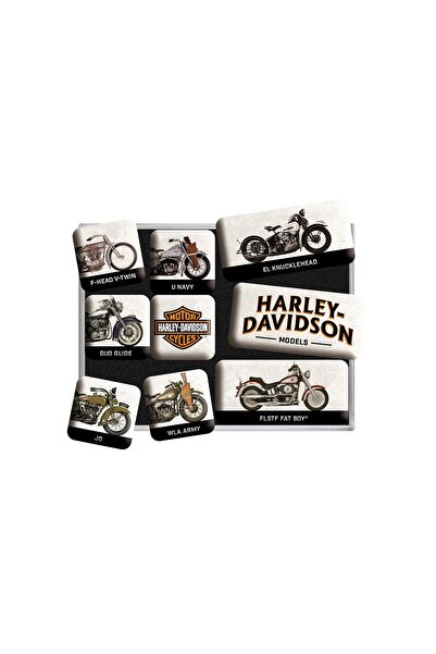 Nostalgic Art Nostalgic-Art Harley-Davidson retro buzdolabı mıknatısları, 9 a...
