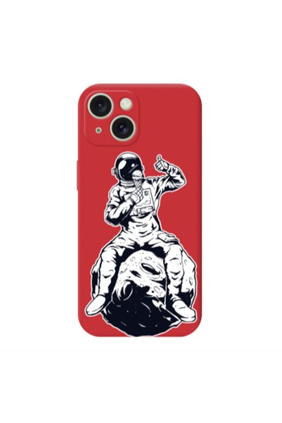 Other Apple iPhone 15 ice cream in space Red Colored Silicone TPU Θήκη