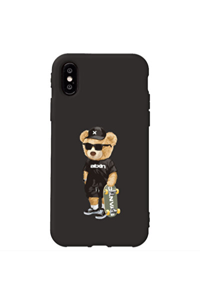 Other Apple iPhone X Bear with glasses Black Colored Silicone TPU Θήκη
