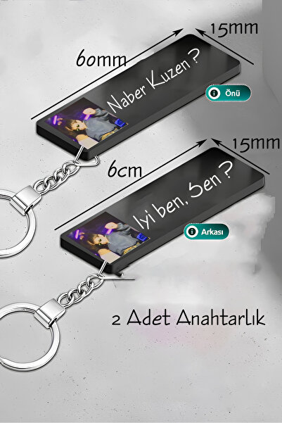 eslem bijuteri 2'li Pleksi Anahtarlık Naber Kuzen? İyi Ben, Sen? Yazılı Komik...