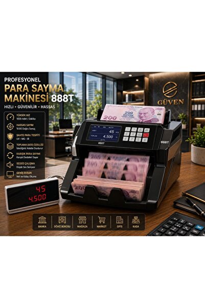 Keyfi Sepet 888T Profesyonel Para Sayma Makinesi UV MG IR Sahte Para Tespitli...