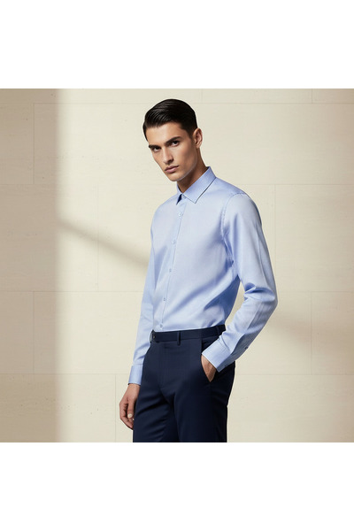 FAV Men Regular Fit Collared Textured Long Sleeve Shirt