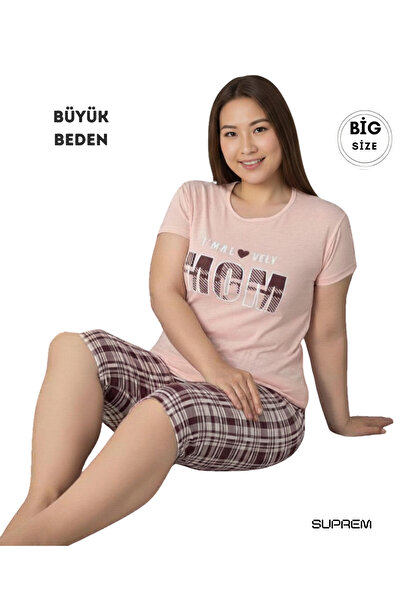 miosse Women's Short Sleeve Crew Neck Oversized Capri Pajama Set