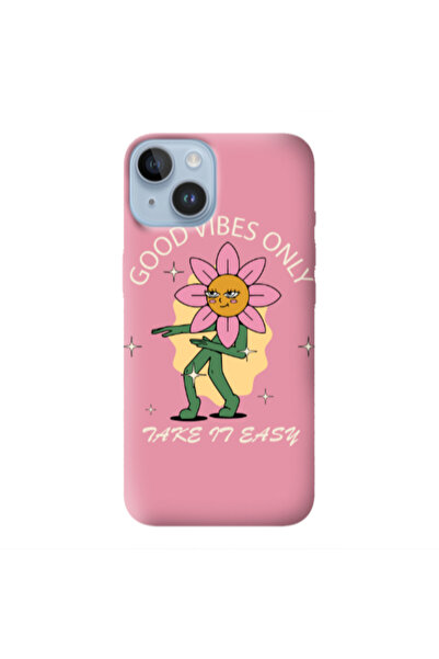 Other Apple iPhone 14 Plus Good Vibes Only Pink Colored Silicone TPU Θήκη