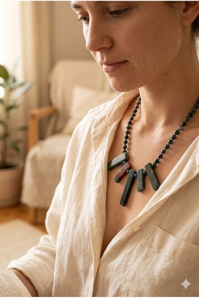 ZGNOVA Handmade Indian Agate Natural Stone Stick Shaped Special Design Necklace