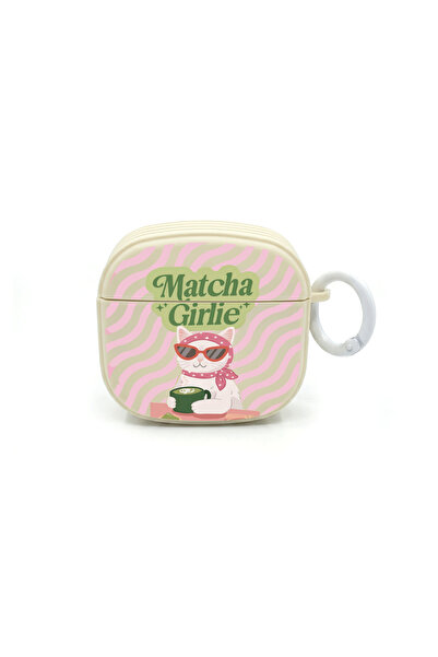 usezenai AirPods 4. Generation Compatible Matcha Girlie Cat Designed Cream Gi...