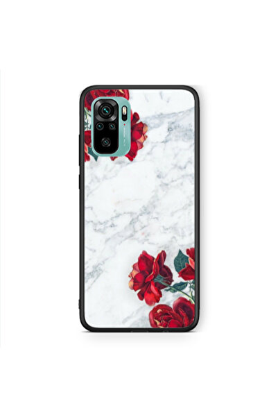 Other Xiaomi Redmi Note 10 4G Marble and roses Black Glossy Θήκη