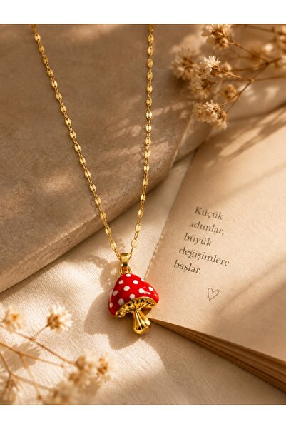Liacharm Women's Red Mushroom Necklace - Minimalist Figured Thin Chain Neckla...