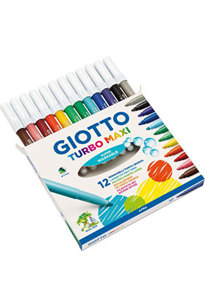 Giotto Turbo Maxi Πλενόμενοι Μαρκαδόροι Σχεδίασης Πάχους 5mm Σετ 12 τεμαχίων ...
