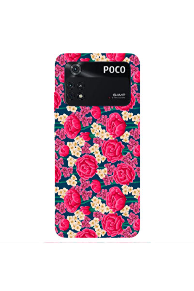 Other Xiaomi Poco M4 Pro 4G Red and pink Flowers Transparent Silicone TPU Θήκη