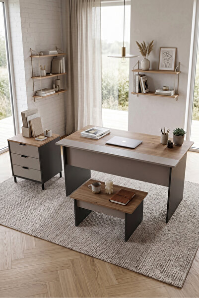 Yurudesign Motto Yönetici Ofis Takımı Makam Takımı 147x77 cm Çalışma Ofis Mas...