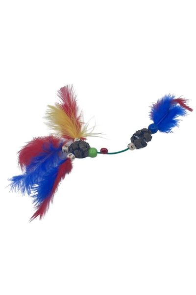 shopwave Furry Wooden Beaded Cat Toy with Bell Multicolored Cat Toy