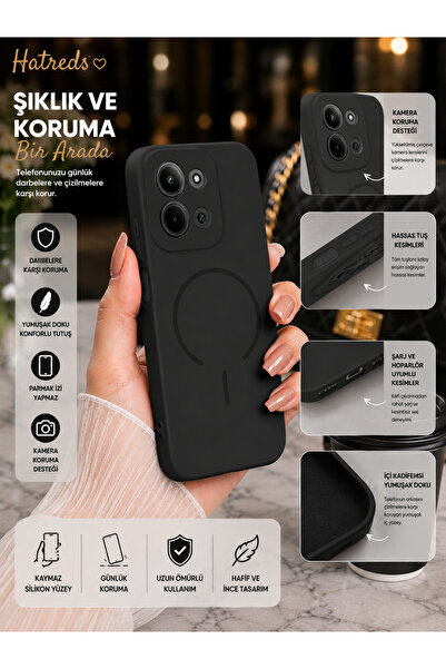Hatreds Redmi 15C Uyumlu Magsafe Uyumlu İçi Kadife Lansman Silikon Kılıf Kame...