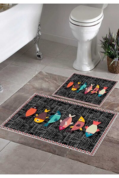 Thalia Home Kaymaz Taban Yıkanabilir 2 Li 60x100 - 50x60 Banyo Halısı Paspas ...