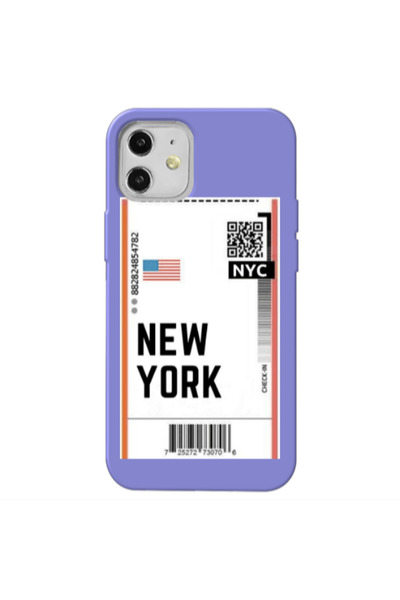 Other Apple iPhone 12 New York NYC Purple Colored Silicone TPU Θήκη