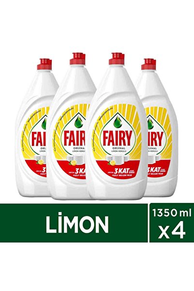 Fairy Orijinal Sıvı Bulaşık Deterjanı 1350 ml Limon Kokulu x4 Adet