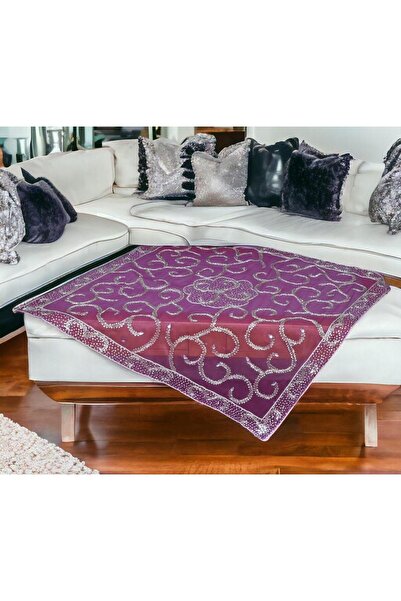 Linea Home ΒΙΟΛΑ ΙΝΔΙΚΟ ΧΕΙΡΟΠΟΙΗΤΟ ΣΕΤ 4 ΤΕΜΑΧΙΩΝ ΤΕΤΡΑΓΩΝΟ ΜΩΒ LH2060044-1