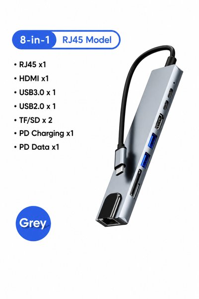 Ozsport USB Çoklayıcı Type-C Hub 8-in-1 HDMI USB SD Micro SD – Çoğaltıcı - Çevirici MacBook Pro / Air Uyumlu