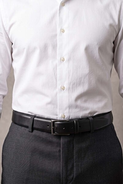 DETECTOR Special Design Men's Black 100% Genuine Napa Leather Classic Belt