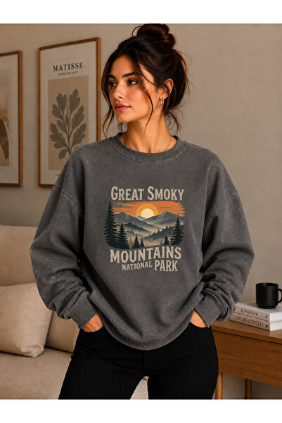caddekombin Unisex Great Smoky Mountains National Park Printed Crew Neck Swea...