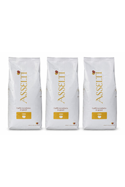 Asselti Set de 3 x Boabe de cafea ORO 1 kg, 100% Arabica, 3 kg, Boabe prăjite...