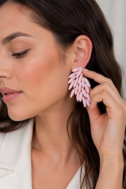 Clariss Pink Color Crystal Stone Wing Earrings