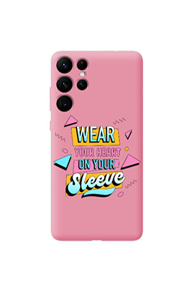 Other Samsung S22 Ultra Wear Your Heart Pink Colored Silicone TPU Θήκη