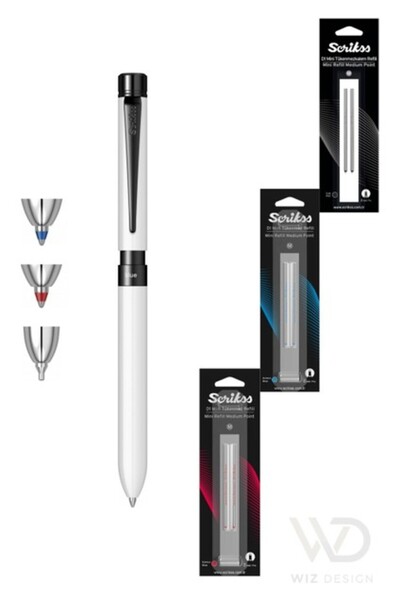Scrikss 83 Trio Sport Multifunction White (Ballpoint Pen Blue and Red & Versa...
