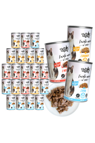 OEM Hrană umedă pisici, TufTuf, 24x415g, Bucăți Mix în Sos, Pisici Adulte, Su...