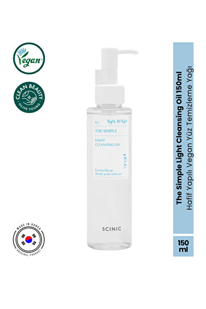 SCINIC The Simple Light Cleansing Oil 150ml Hafif Yapılı Vegan Yüz Temizleme ...