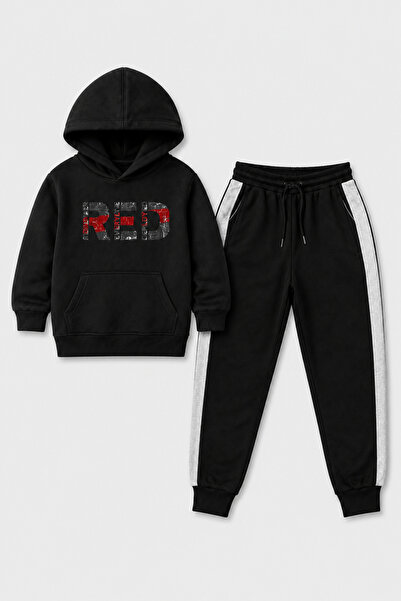 Trendy Merry Store Red Printed Unisex Children's Tracksuit Set with Kangaroo ...