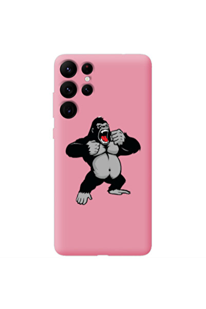 Other Samsung S22 Ultra Angry Gorilla2 Pink Colored Silicone TPU Θήκη