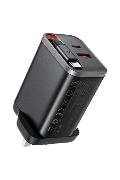 Acefast A138 GaN PD67W Wall Charger with Built-in USB-C Cable and Three Outpu...