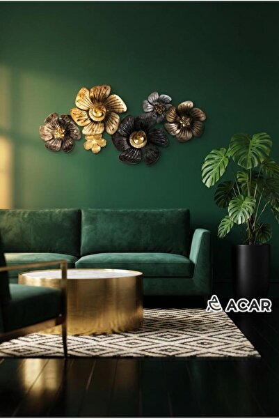 ACAR BRONZ ALTIN GÜMÜŞ SOYUT DESEN METAL TABLO 90X50CM