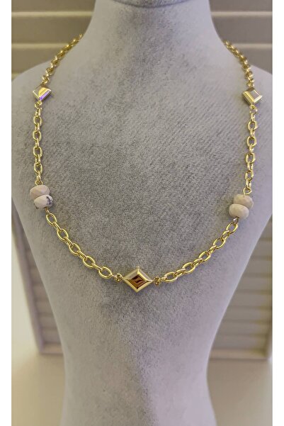 Gosea Gold Chain Necklace with Geometric Stone Detail for Women |   Modern St...