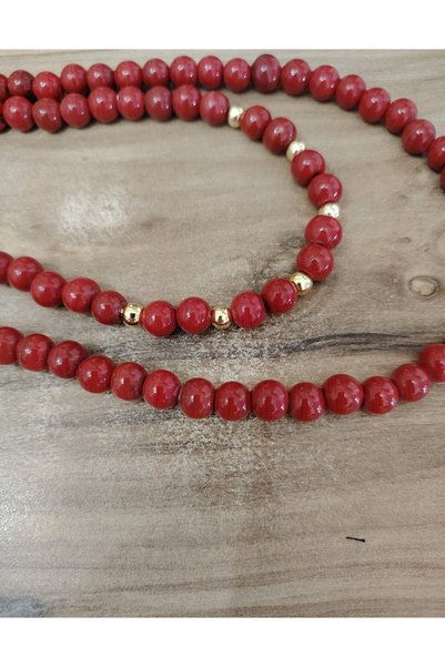 Sinem Şanlı Atelier Gelincik Handmade Red Glass Beaded Necklace