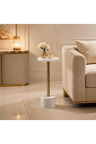 Generic Elegant Design Marble Top Metal Leg Service Table
