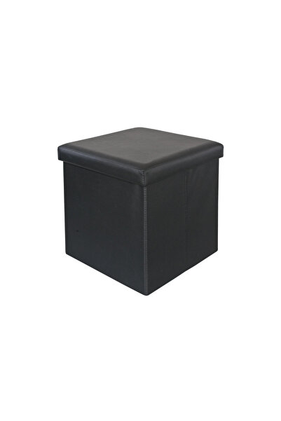 Target Home Σκαμπό-πουφ με αποθηκευτικό χώρο PU μαύρο 38x38x38εκ.