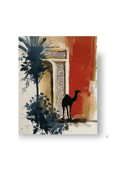 TOHAFY STORE لوحة كانفس فنية عربية معاصرة للحائط مقاس 60×80 سم تصميم جمل وزخارف شرقية Wall Decor - Art