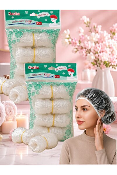 SASHA 2 Transparent Shower Caps, Hair Covers, Clear Plastic Head Covers, Hair...