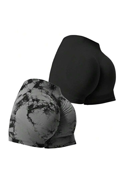 OEM Colanti dama, scurti, fitness, modelatori, set 2 perechi, negru, gri, S