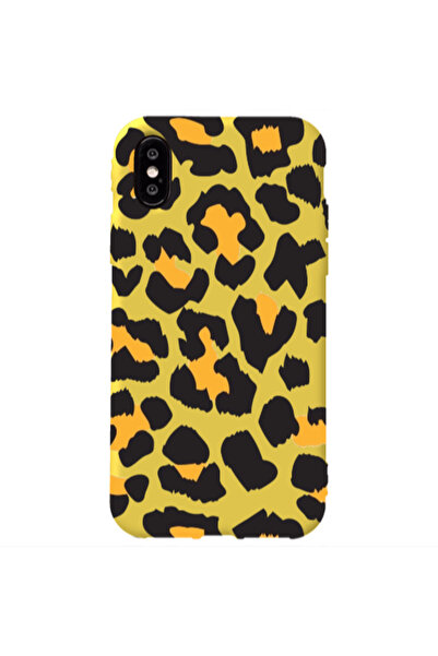Other Apple iPhone Xs Yellow leopard Yellow Colored Silicone TPU Θήκη