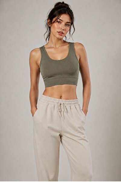 fevien Women's Thick Strap Gathered Padded Ribbed Camisole Sports Bra Bralett...