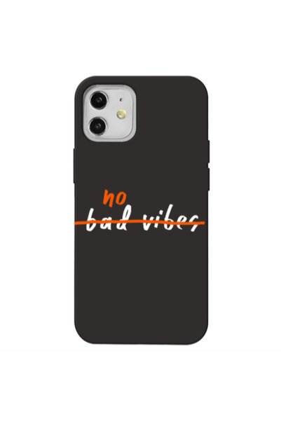 Other Apple iPhone 12 No bad vibes 2 Black Colored Silicone TPU Θήκη