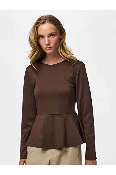 PIECES Oberteil mit langen Ärmeln PCALISA PEPLUM