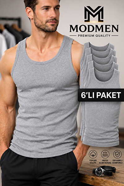 MODMEN 6 Pack Men's Ribbed Undershirts 100% Cotton Slim Fit S-2Xl